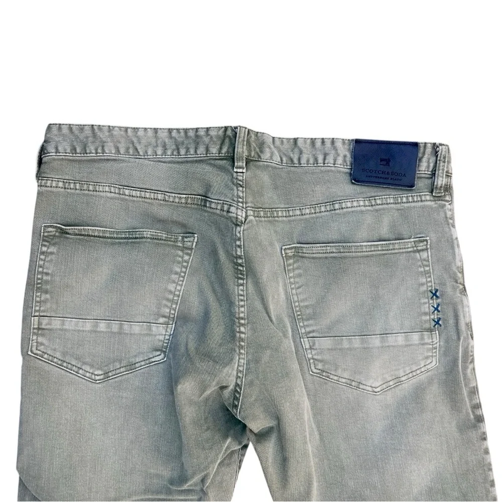 Scotch & Soda Ralston Jeans Men 36x34 Vintage‎ Faded Gray Green Slim Denim